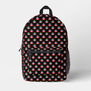 Chequered Antigua and Barbuda Flag Pattern Printed Backpack