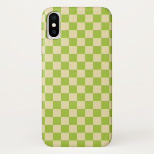 Chequered Apple Green and Beige Case-Mate iPhone Case