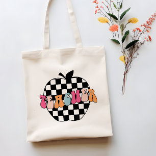 Chequered Apple Teacher Tote Bag