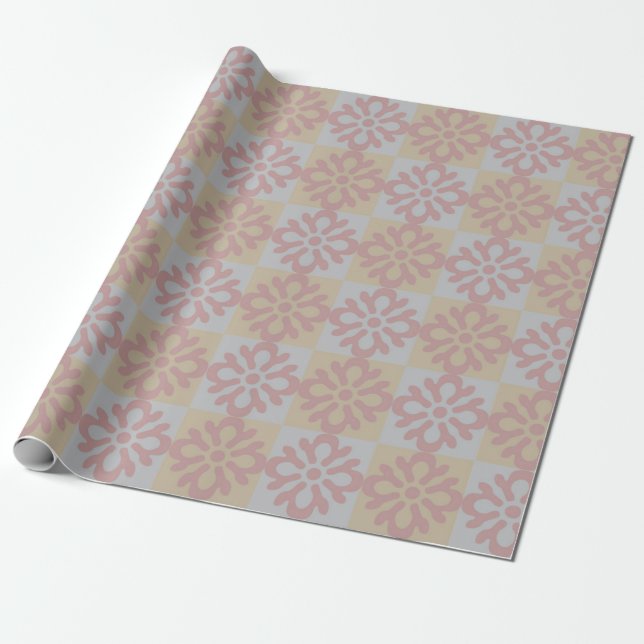 Chequered Arabesque Mosaic Wrapping Paper (Unrolled)