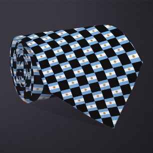 Chequered Argentina Flag Pattern  Tie