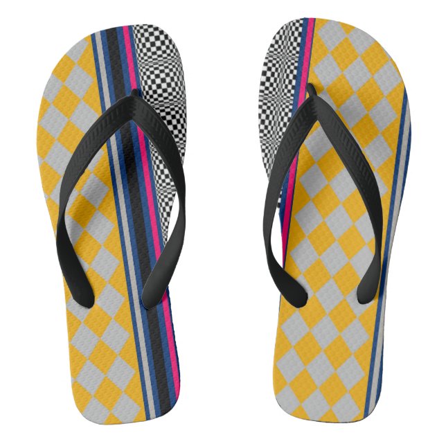Chequered Argyle Stripes Pattern  Jandals (Footbed)