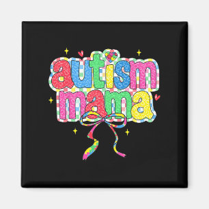 Chequered Autism Mama Coquette Bow Autism Awarenes Magnet