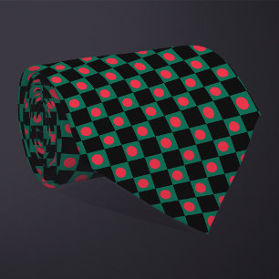 Chequered Bangladesh Flag Pattern  Tie