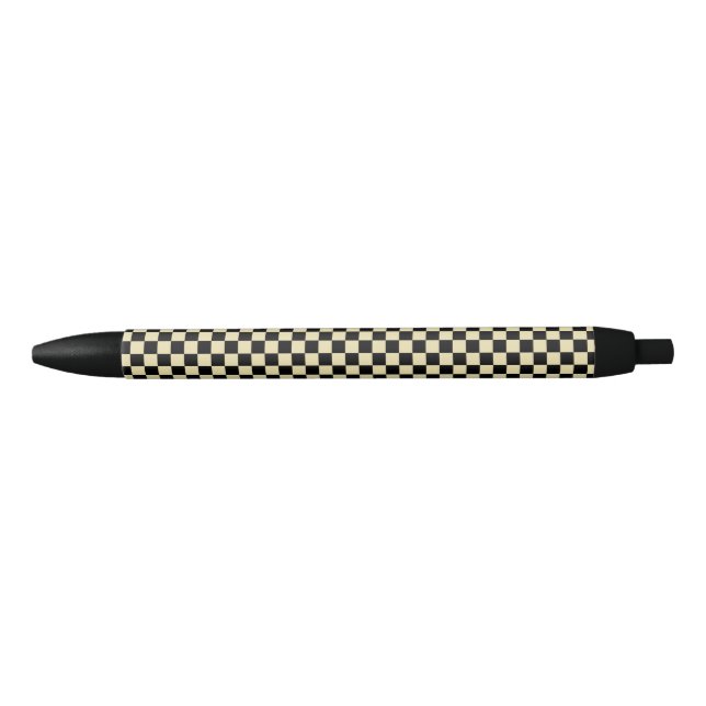 Chequered Beige and Black Black Ink Pen (Front)