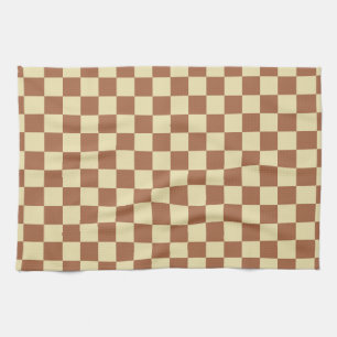 Chequered Beige and Brown Tea Towel