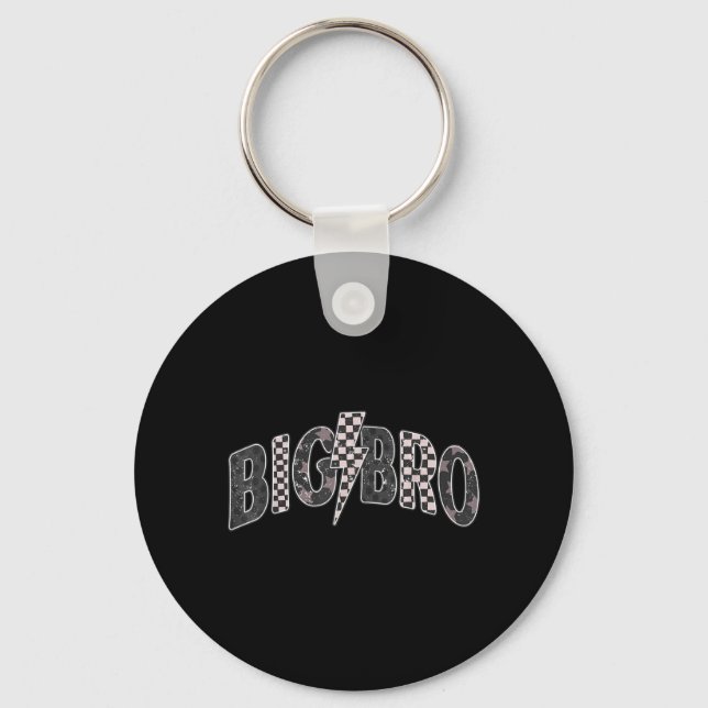 Chequered Big Bro New Brother Announcement Key Ring (Front)