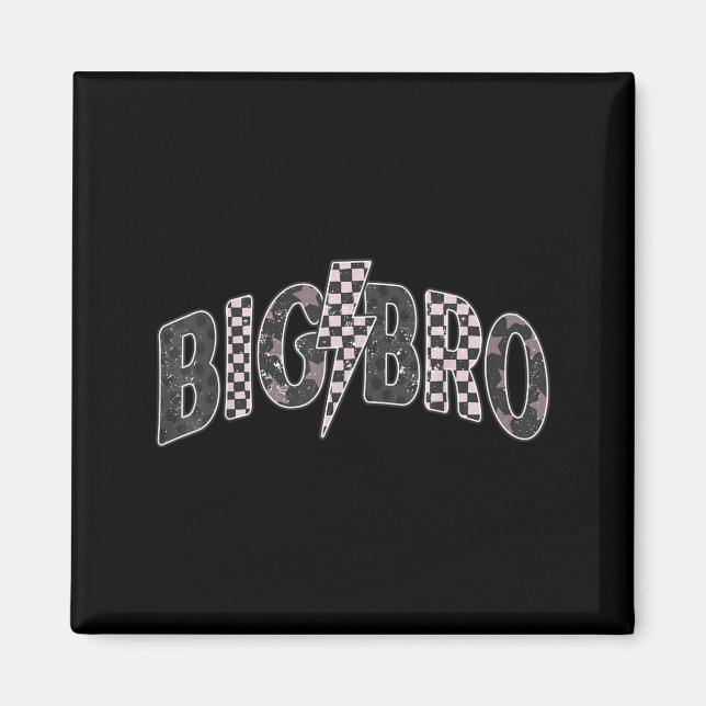 Chequered Big Bro New Brother Announcement Magnet (Front)