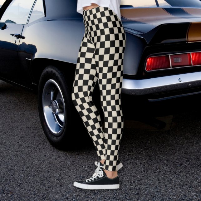 Chequered Black and Beige Leggings (Creator Uploaded)