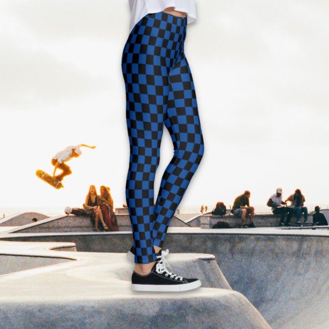 Chequered Black and Blue Leggings (Creator Uploaded)