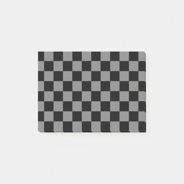 Chequered Black and Charcoal Grey Post-it Notes (Front)