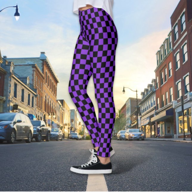 Chequered Black and Purple Leggings (Creator Uploaded)