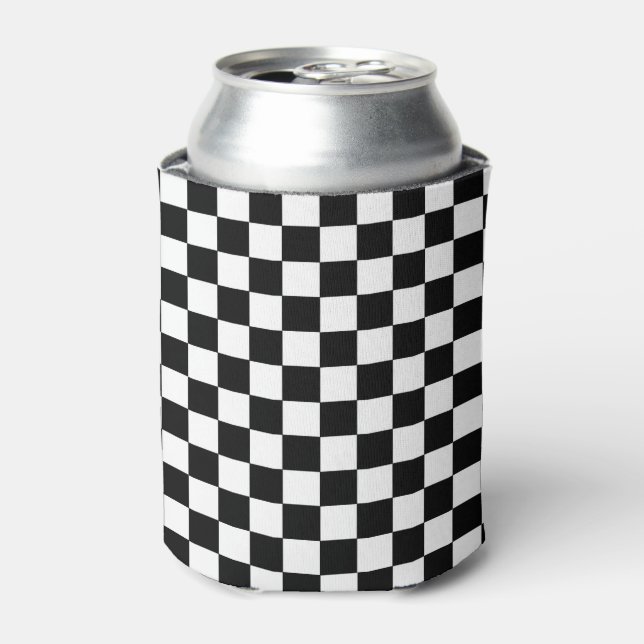 Chequered Black and White Can Cooler (Can Front)