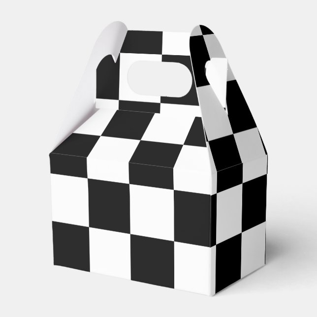 Chequered Black and White Gable Favour Box (Front Side)
