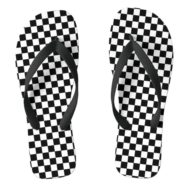 Chequered Black and White Jandals (Footbed)