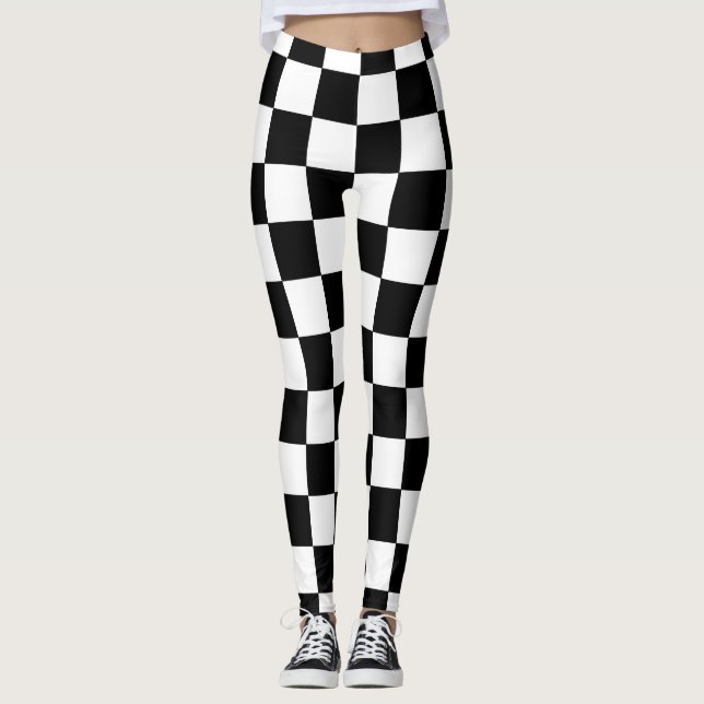 Chequered Black and White Leggings (Front)