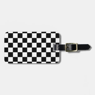 Chequered Black and White Luggage Tag