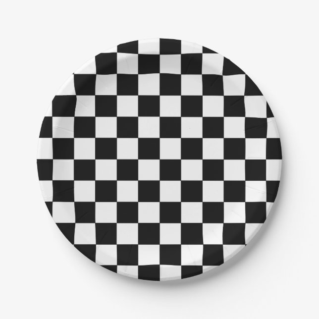 Chequered Black and White Paper Plate (Front)