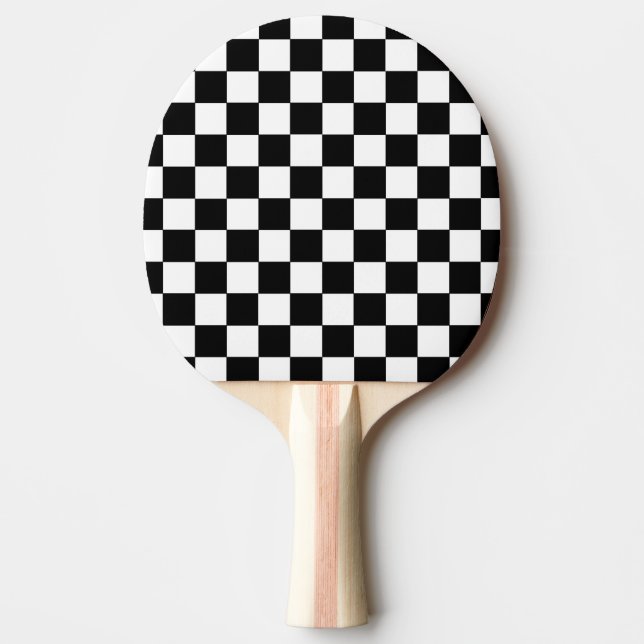 Chequered Black and White Ping Pong Paddle (Front)