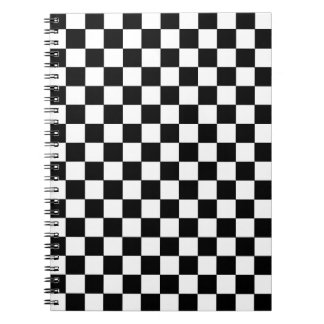 Chequered Black and White Spiral Notebook