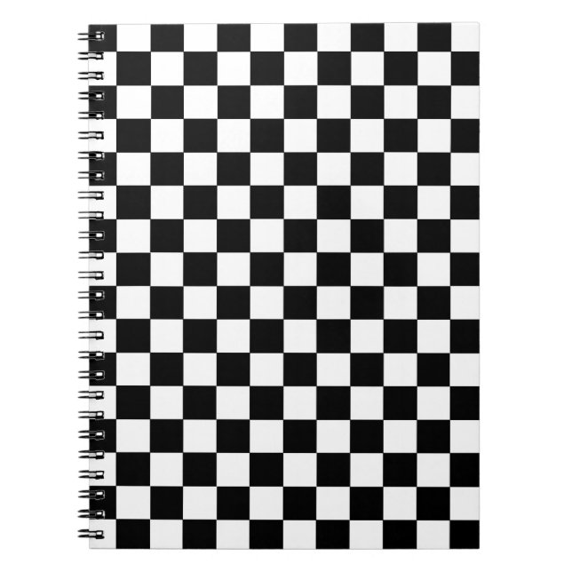 Chequered Black and White Spiral Notebook (Front)