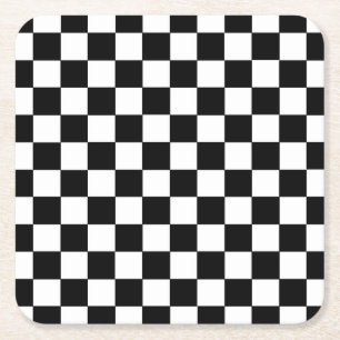 Chequered Black and White Square Paper Coaster