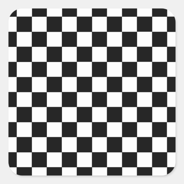 Chequered Black and White Square Sticker (Front)