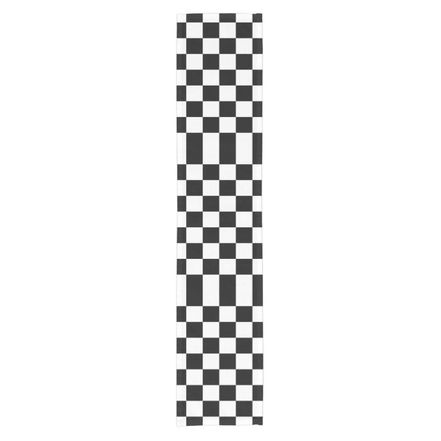 Chequered Black and White Table Runner (Front)