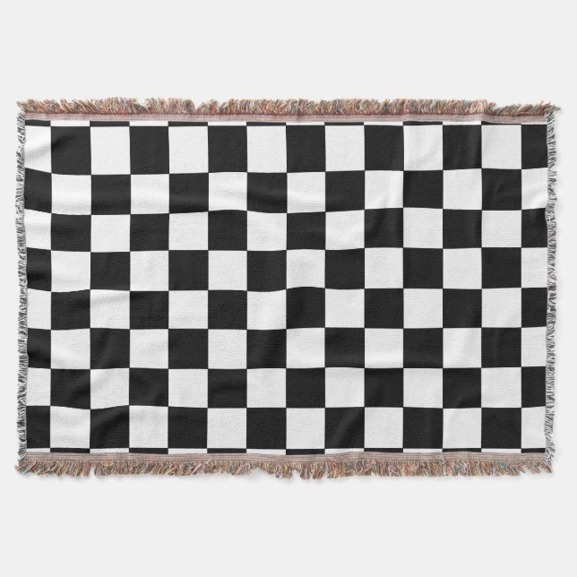 Chequered Black and White Throw Blanket (Front)