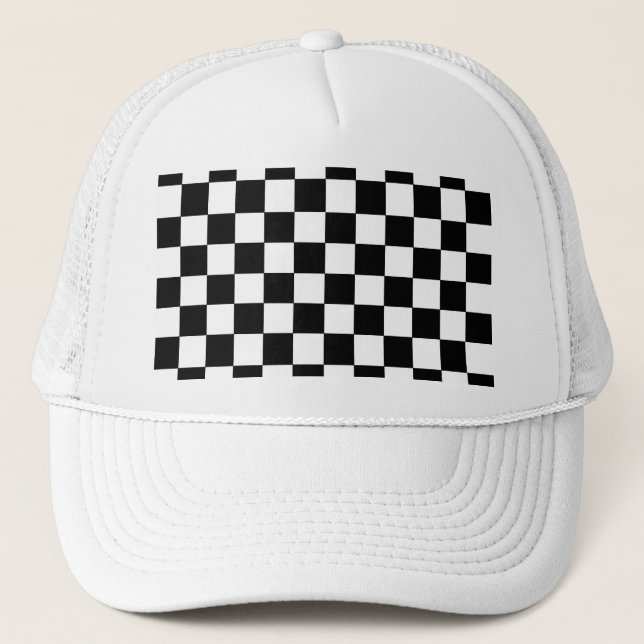 Chequered Black and White Trucker Hat (Front)