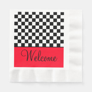 Chequered Black and White Welcome Napkin