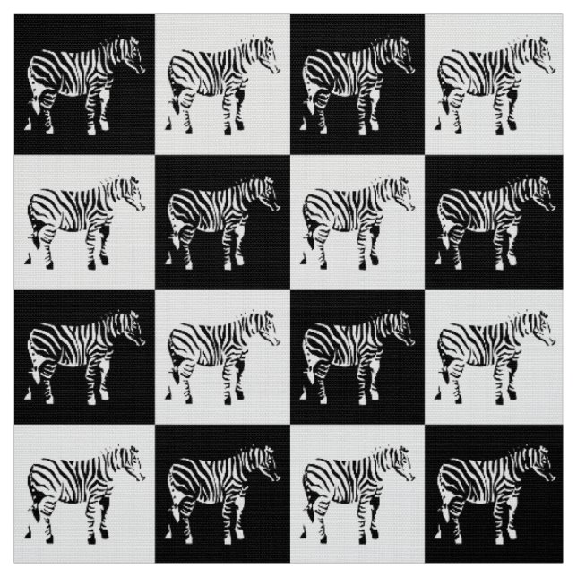 Chequered Black And White Zebra Fabric (Swatch)