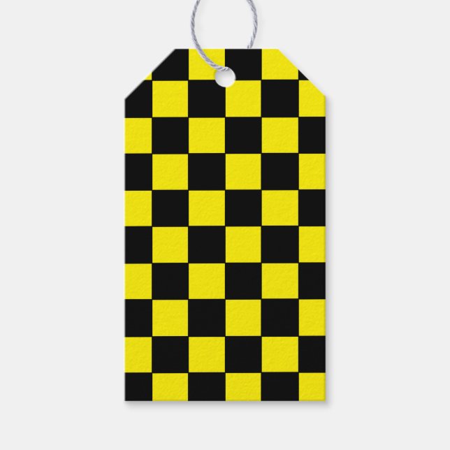 Chequered Black and Yellow Gift Tags (Front)