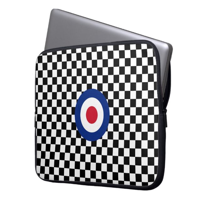 Chequered Black Racing Target Mod Laptop Sleeve (Front Left)