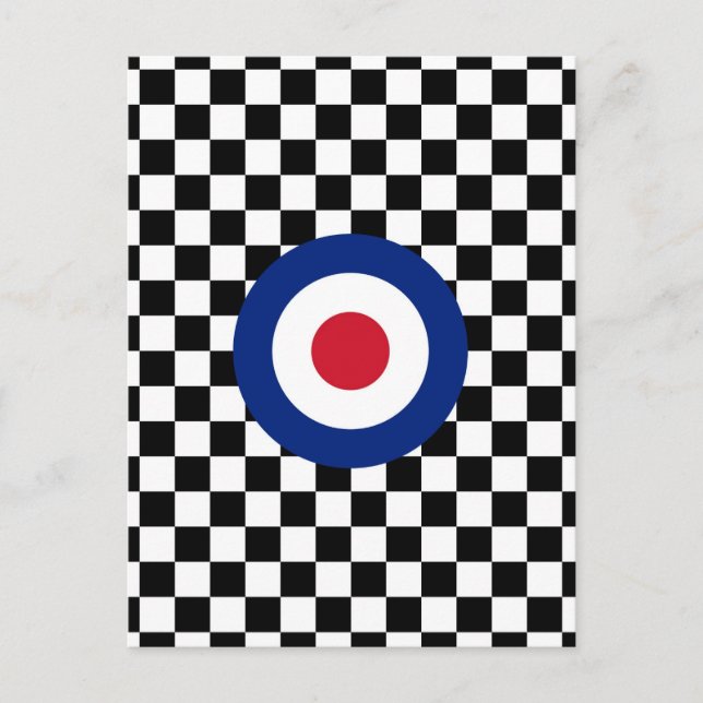Chequered Black Racing Target Mod Postcard (Front)