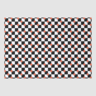 Chequered black red flowers tissue paper