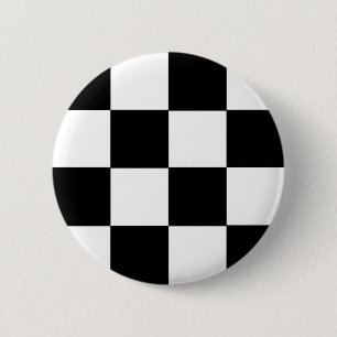Chequered Black & White 6 Cm Round Badge