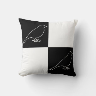 Chequered Black & White Bird Pillow