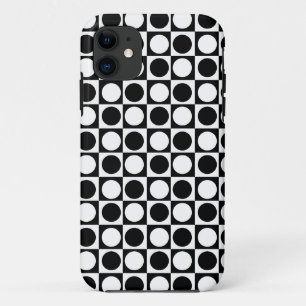Chequered Black White Circles Pattern Design Case-Mate iPhone Case