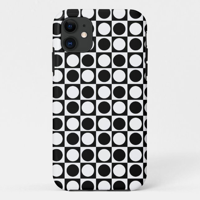 Chequered Black White Circles Pattern Design  Case-Mate iPhone Case (Back)
