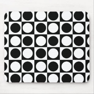 Chequered Black White Circles Pattern Design  Mouse Pad