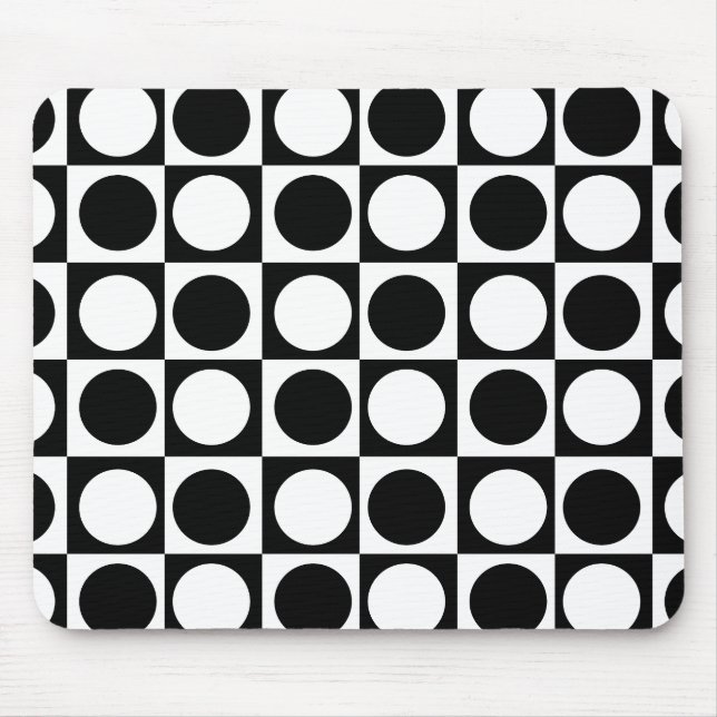 Chequered Black White Circles Pattern Design  Mouse Pad (Front)