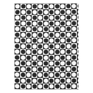 Chequered Black White Circles Pattern Design  Tablecloth