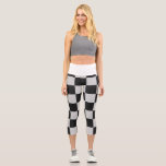 Chequered Black & White Squares or CUSTOM COLOR Capri Leggings<br><div class="desc">Chequered square tiles with a monotone grey style in a classic pattern with a crosshatched effect! Or customise the colour! Customise the background colour of this design! To choose your own background colour, click the blue 'Edit Design' button. In the design area, look for the layers panel on the left...</div>