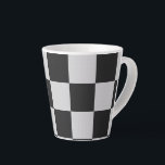 Chequered Black & White Squares or CUSTOM COLOR Latte Mug<br><div class="desc">Chequered square tiles with a monotone grey style in a classic pattern with a crosshatched effect! Or customise the colour! Customise the background colour of this design! To choose your own background colour, click the blue 'Edit Design' button. In the design area, look for the layers panel on the left...</div>