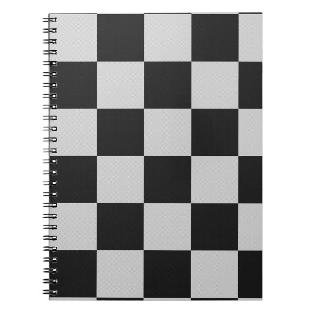 Chequered Black & White Squares or CUSTOM COLOR Notebook (Front)