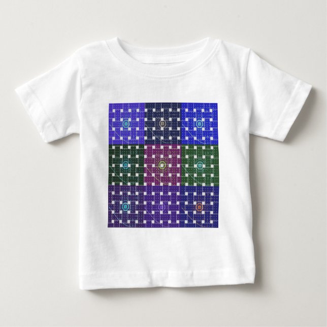 Chequered Blue and Purple Art Print Baby T-Shirt (Front)