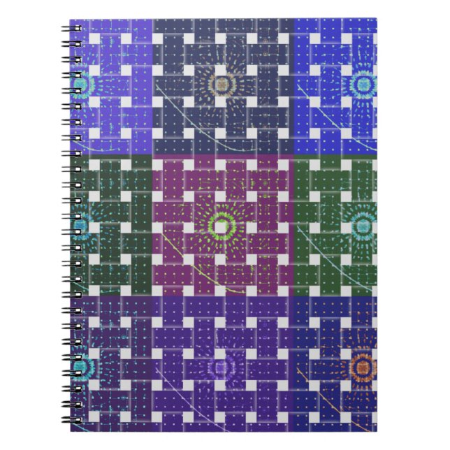 Chequered Blue and Purple Art Print Notebook (Front)