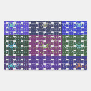 Chequered Blue and Purple Art Print Rectangular Sticker