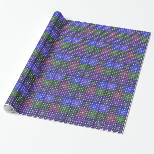 Chequered Blue and Purple Art Print Wrapping Paper